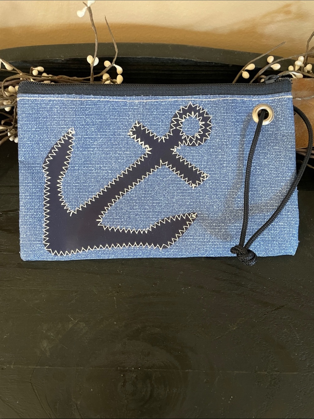 NEW Sperry Sea Bags Maine Anchor Appliqué Wristlet Pouch - 8”x5”